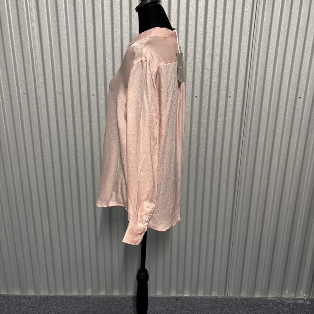 Everlane Shirt Women 6 Pink Textured Button Down Long Sleeve Relaxed Viscose NWT - Picture 3 of 13